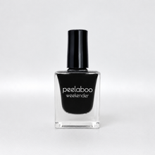 Load image into Gallery viewer, Black nail polish bottle labeled 'peelaboo weekender' on a white background