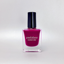 Load image into Gallery viewer, Deep purplish Pink nail polish bottle with black cap on a light gray background
