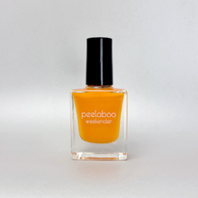 Load image into Gallery viewer, Orange nail polish bottle with black cap on a light gray background
