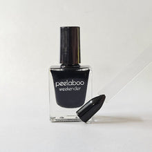 Load image into Gallery viewer, peelable water-based &#39;Absence&#39; polish bottle with colored sample nail
