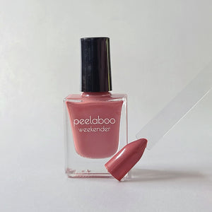 peelable water-based 'milkyberry' polish bottle with colored sample nail